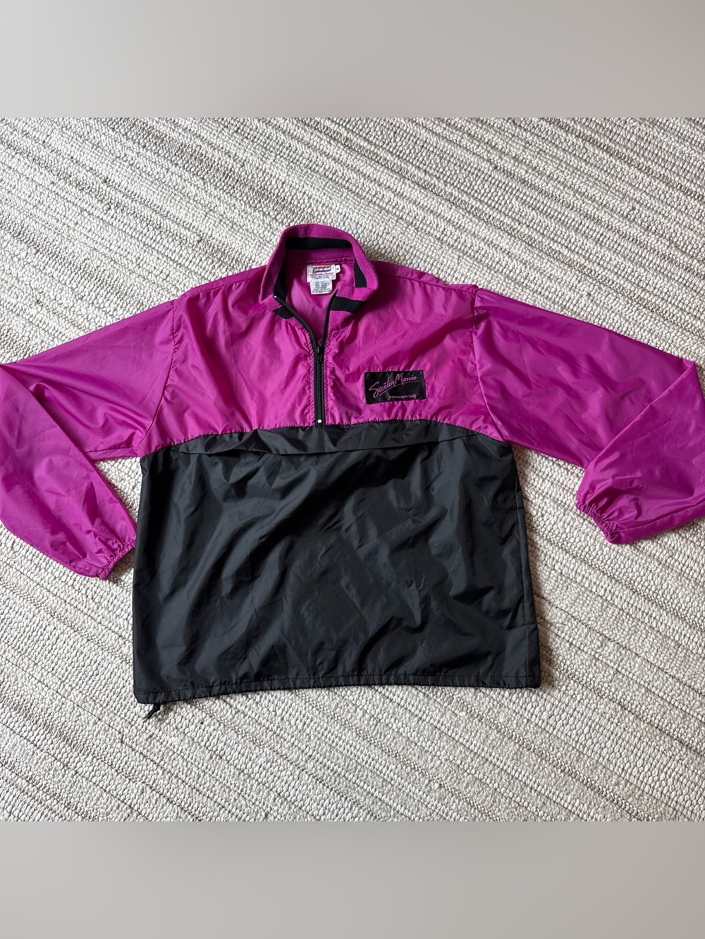 VINTAGE Honda Scooter Mania Jacket Mens M Pink Black Half Zip Windbreaker 90s